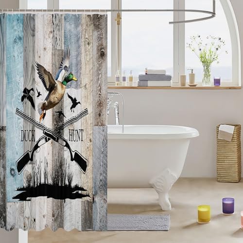 Duck Hunting discharged 72 x 72 with 12 Hooks Waterproof Rustic Style