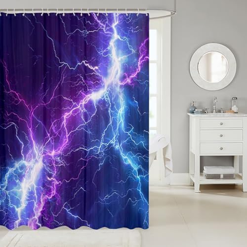 Castle Fairy Lightning Shower Curtain Set with 12 Hooks