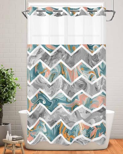 Stunning No-Hook Shower Curtain with See-Through Top for Bathrooms