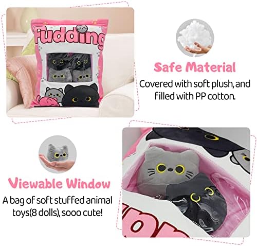 REFAHB Cute Black Cat Plush Pillow Throw Pillow for Kids
