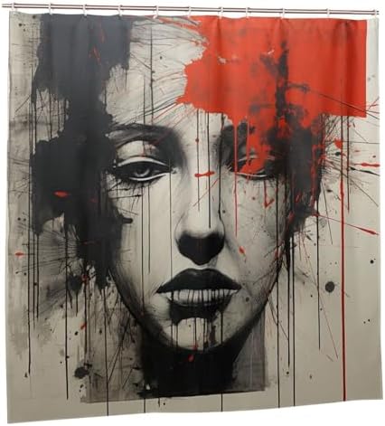 Abstract Girl Oil Painting Luxury Boho Shower Curtain Set