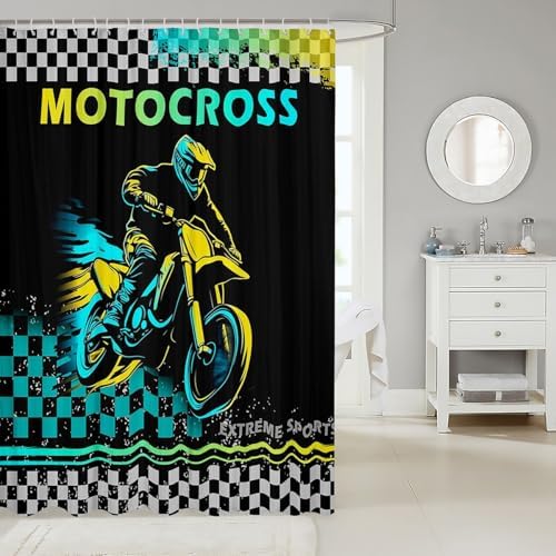 Racing Motorcycle Shower Curtain 72x78