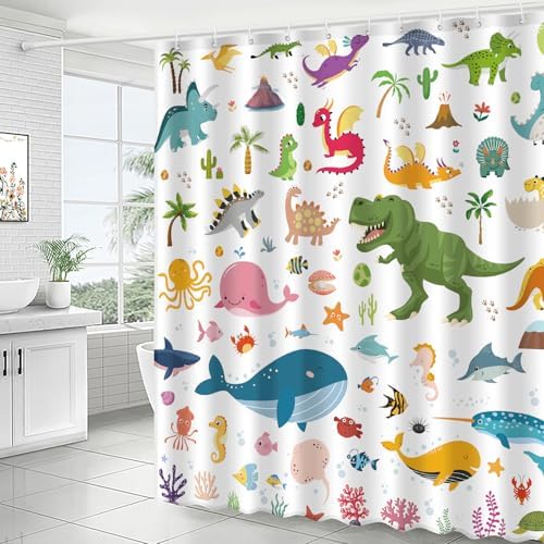Kids Bathroom Ocean Shower Curtain Set