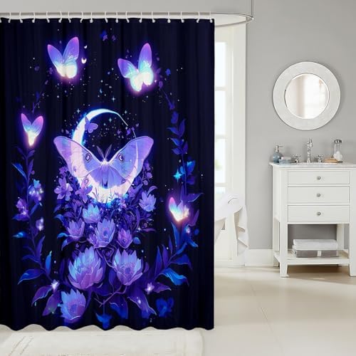 Butterfly Bathroom Shower Curtain for Kids Teens Waterproof Stylish Exotic Design
