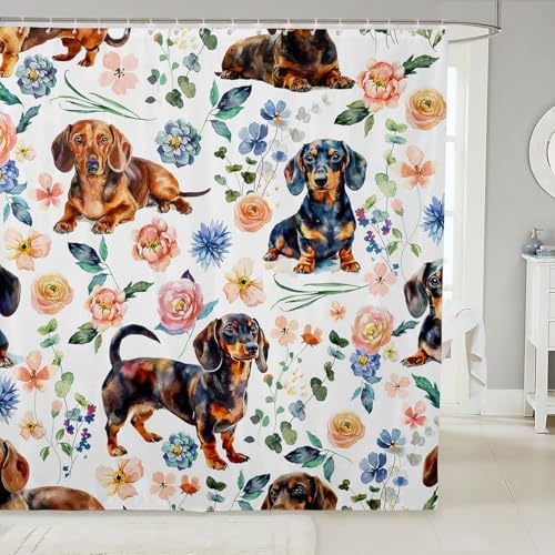 Cute Dachshund Bath Curtain for Kids 72x72