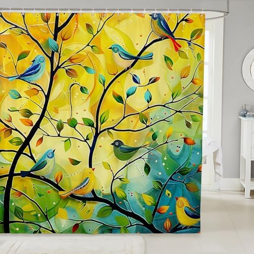 Stylish Tree of Life Shower Curtain Set 72x78 with 12 Hooks