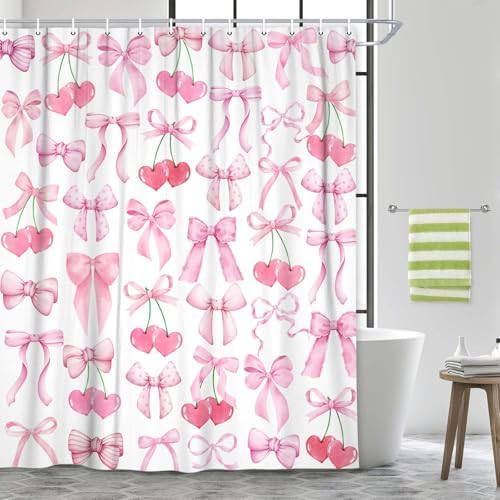 JAWO Cute Pink Bow Shower Curtain
