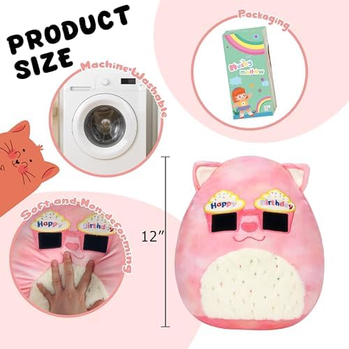 Mushymallow 12-inch Plush Pillow Cuteness for Kitten Birthdays