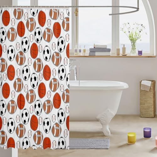 Feelyou Kids Basketball Bath Curtain 72x72 Fun Sports Themed Bathroom Accessory