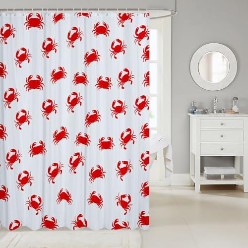 Stunning Red Crab Waterproof Bathroom Shower Curtain