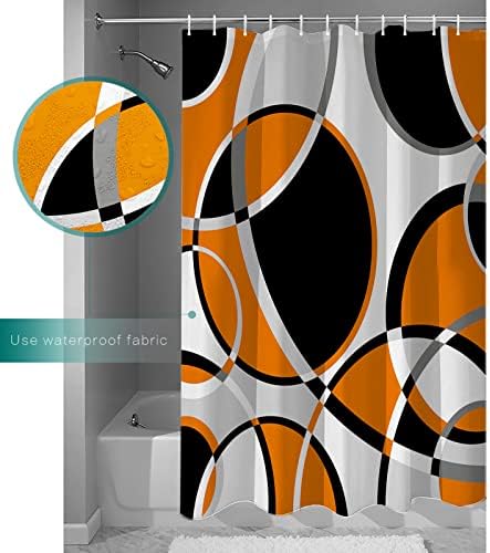 Waterproof Shower Curtain with Abstract Geometric Stripes 72x84 inch