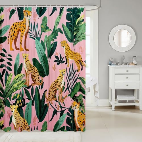 Adorable Leopard Animal Shower Curtain Set