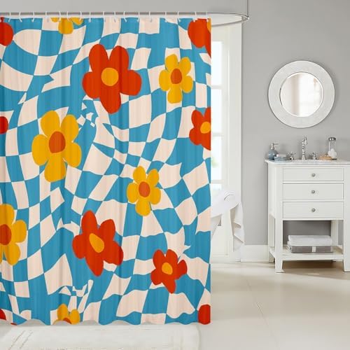 Vintage Groovy Daisy Shower Curtain