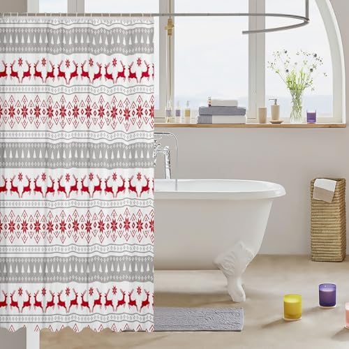 Feelyou Christmas Deer Shower Curtain Set - 72x78-Inch waterproof