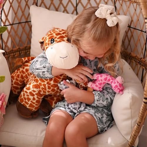 18in Tezituor Giraffe Stuffed Animal with 3 Cute Babies