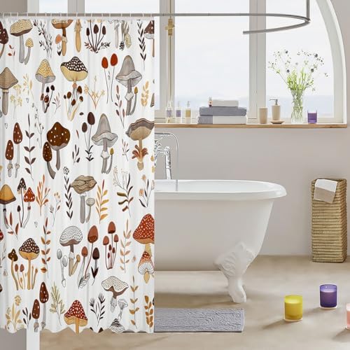 Feelyou Adorable Mushroom Print Shower Curtain 72x78 for Kids
