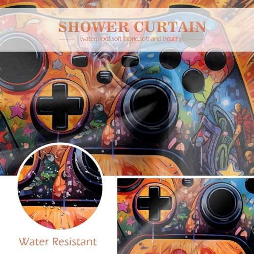 Aimego Gaming Shower Curtain Set with 12 Hooks 1