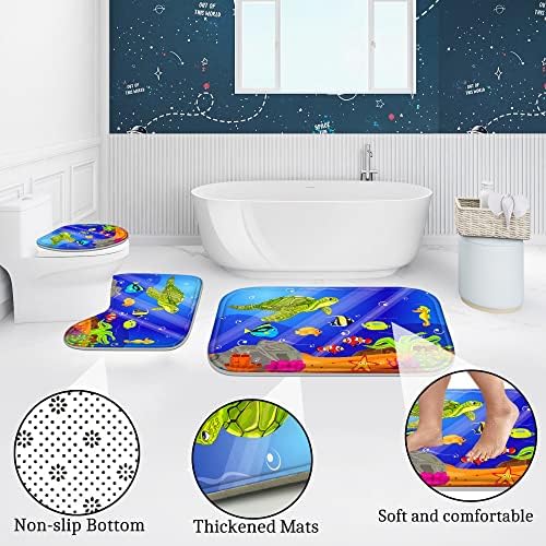 Poedist 4Pcs Bathroom Set Under The Sea Design