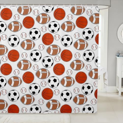 Feelyou Kids Basketball Bath Curtain 72x72 Fun Sports Themed Bathroom Accessory