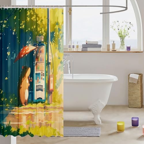 Adorable Capybara Shower Curtain for Adults Kawaii Japanese Style Waterproof