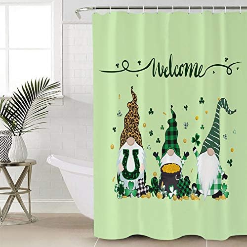 Waterproof Shower Curtain Set Shamrock Design