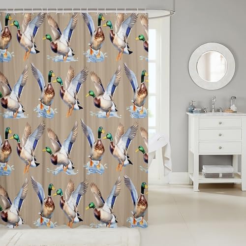 Waterproof 100 Polyester Duck Shower Curtain 72x84 Green hunting bathroom accessory