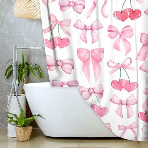 JAWO Cute Pink Bow Shower Curtain
