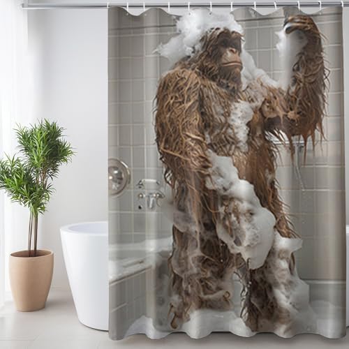 Bigfoot Retro Animal Bathroom Shower Curt Set