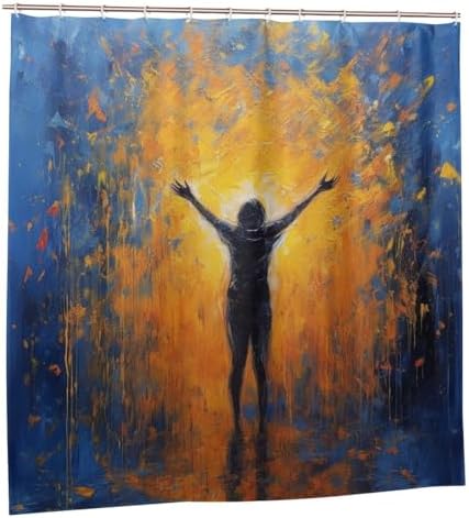 T moda ndsy Oil Painting Abstract Shower Curtain Set