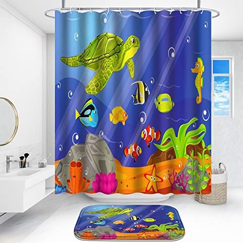 Poedist 4Pcs Bathroom Set Under The Sea Design