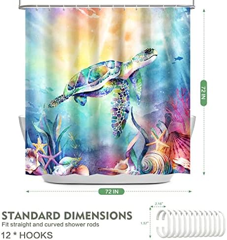 Lokigo Blue Ocean Turtle Shower Curtain Set Waterproof Bathroom Decor
