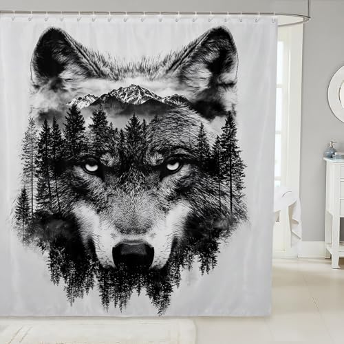 Feelyou Wolf Ultra Soft Bath Curtains Set