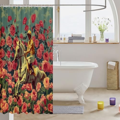 Stylish 3D Print Horse Racing Shower Curtain for Western Kids