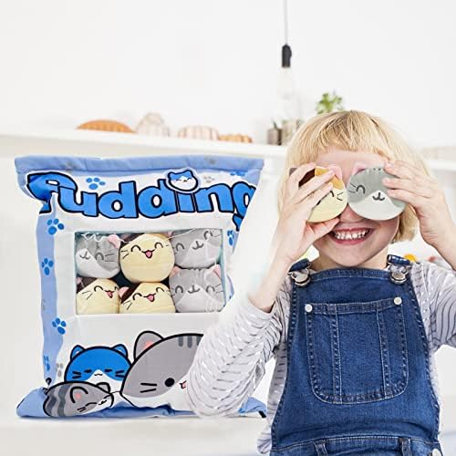 Cute Plush Pillow with 8 Kitten Toys for Girls