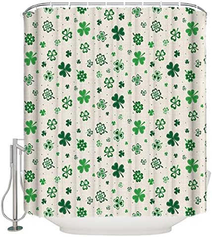St Patricks Day shamrock waterproof shower curtain set