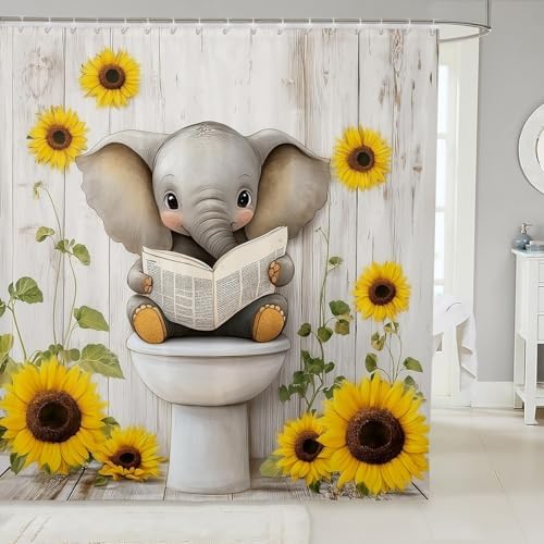 Feelyou Elephant Shower Curtains 72x72