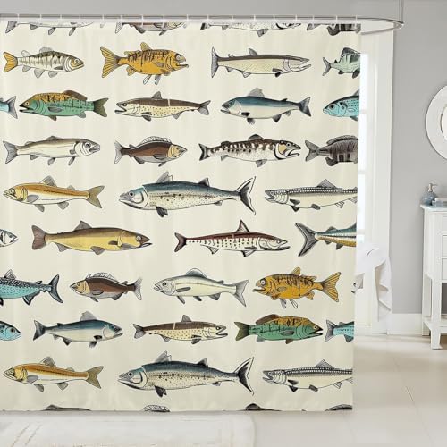 jejeloiu 72x84 Fish Shower Curtain