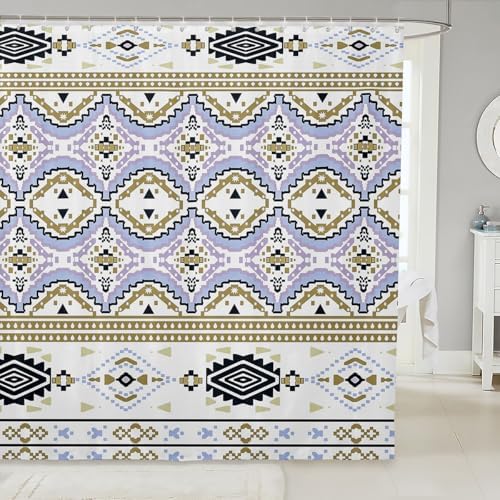 Feelyou Kids Purple Southwestern Geometric Bath Curtain Set - Tribal Exotic Style