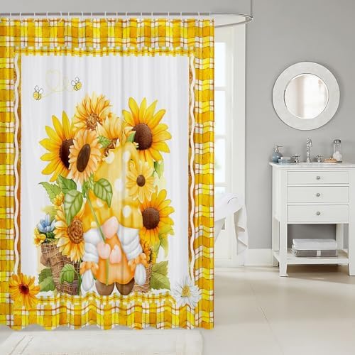 Sunflower Gnome Shower Curtain Set