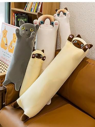 Long Cat Plush Pillow 275-inch for Relaxation and Reading