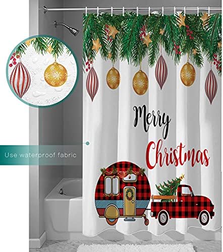 Christmas Camper Pine Boughs - Waterproof Shower Curtain