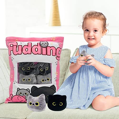 REFAHB Cute Black Cat Plush Pillow Throw Pillow for Kids