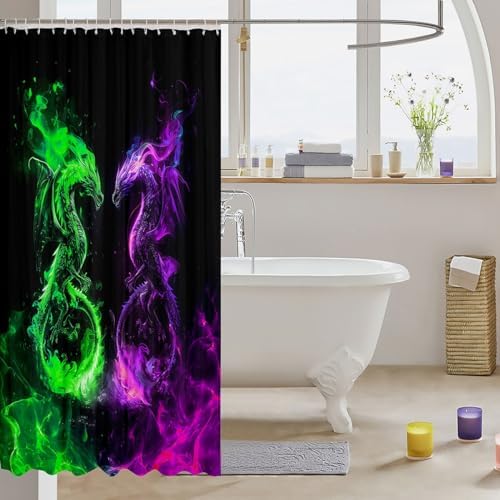 Stunning Western Dragon Shower Curtain for Kids Men and Recreation