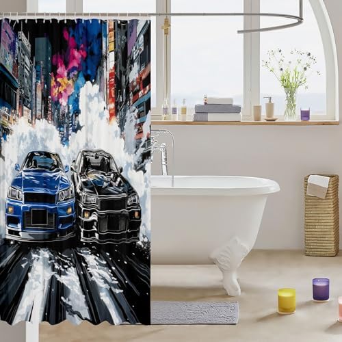 Speed Racing Car Bath Curtain Set