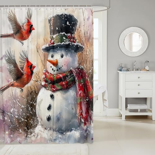 Jejeloiu Christmas Shower Curtain - Snowman Design