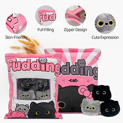 REFAHB Cute Black Cat Plush Pillow Throw Pillow for Kids
