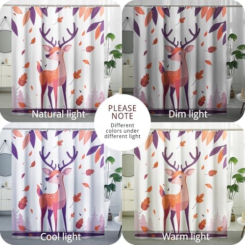 Fall Kawaii Deer shower curtain for adults and kids ask friendly soft