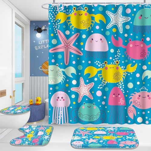 4-Piece Bathroom Set for Kids Ocean Octopus Design