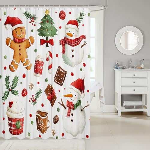 Castles Gingerbread Man Waterproof Bath Shower Curtain Set