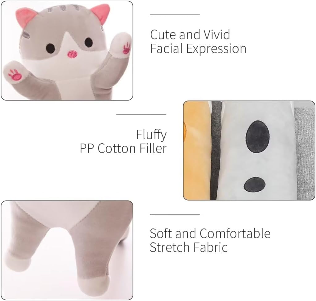 Perfect Cuddle Cat Plush Pillow for Kids Adults Soft and Cozy